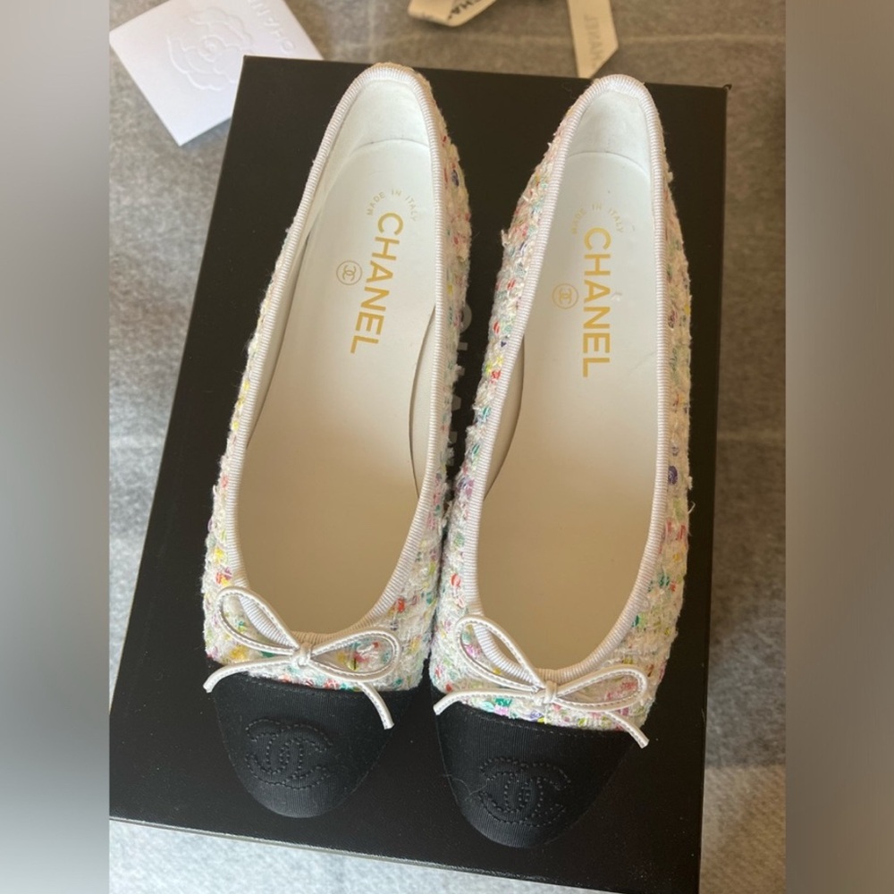 Chanel Women's Multicolor Tweed Ballet Flats